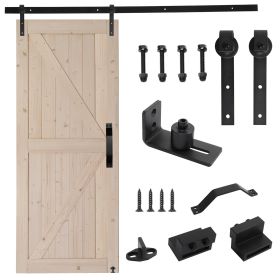 84x36 inch Sliding Barn Door with 6.6FT Barn Door Hardware Kit & Handle