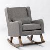 Best Choice Products Rocking Accent Chair, Tufted Upholstered Linen Wingback for Nursery, Living Room, Bedroom w/Wood Frame -Dark Gray