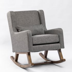 Best Choice Products Rocking Accent Chair, Tufted Upholstered Linen Wingback for Nursery, Living Room, Bedroom w/Wood Frame -Dark Gray