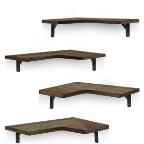 4Packs Corner Floating Shelf Wall Mount Display Storage Shelf Organizer Wood Metal Bedroom Living Room DÃ©cor