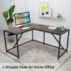 L Shaped Home Office Computer Desk with Modern Style and MDF Board; Easy to Assemble{Walnut}