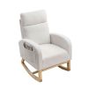 [Video] Welike 27.6"W Modern Accent High Backrest Living Room Lounge Arm Rocking Chair; Two Side Pocket(W83461090)