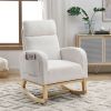 [Video] Welike 27.6"W Modern Accent High Backrest Living Room Lounge Arm Rocking Chair; Two Side Pocket(W83461090)
