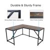 L Shaped Home Office Computer Desk with Modern Style and MDF Board; Easy to Assemble{Walnut}