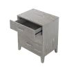 Modern Concise Style Gray Wood Grain Three-Drawer Nightstand with Tapered Legs and Smooth Gliding Drawers