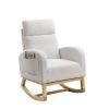 [Video] Welike 27.6"W Modern Accent High Backrest Living Room Lounge Arm Rocking Chair; Two Side Pocket(W83461090)
