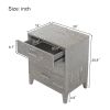 Modern Concise Style Gray Wood Grain Three-Drawer Nightstand with Tapered Legs and Smooth Gliding Drawers