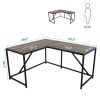L Shaped Home Office Computer Desk with Modern Style and MDF Board; Easy to Assemble{Walnut}