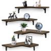 4Packs Corner Floating Shelf Wall Mount Display Storage Shelf Organizer Wood Metal Bedroom Living Room DÃ©cor