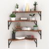 4Packs Corner Floating Shelf Wall Mount Display Storage Shelf Organizer Wood Metal Bedroom Living Room DÃ©cor