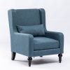 Best Choice Products Rocking Accent Chair, Tufted Upholstered Linen Wingback for Nursery, Living Room, Bedroom w/Wood Frame -Navy Blue