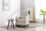 High Back Rocking Chair Nursery Chair .Comfortable Rocker Fabric Padded Seat .Modern High Back Armchair