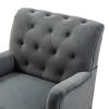Dryades Armchair with Rubberwood Legs and Nailhead Trim