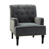 Dryades Armchair with Rubberwood Legs and Nailhead Trim