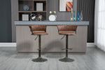 COOLMORE Swivel Bar Stools Set of 2 Adjustable Counter Height Chairs with Footrest for Kitchen, Dining Room 2PC/SET