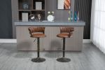 COOLMORE Swivel Bar Stools Set of 2 Adjustable Counter Height Chairs with Footrest for Kitchen, Dining Room 2PC/SET
