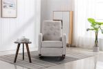 High Back Rocking Chair Nursery Chair .Comfortable Rocker Fabric Padded Seat .Modern High Back Armchair