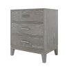 Modern Concise Style Gray Wood Grain Three-Drawer Nightstand with Tapered Legs and Smooth Gliding Drawers