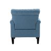 Mid-Century Modern Accent Chair; Linen Armchair w/Tufted Back/Wood Legs; Upholstered Lounge Arm Chair Single Sofa for Living Room Bedroom; Light Blue