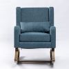 Best Choice Products Rocking Accent Chair, Tufted Upholstered Linen Wingback for Nursery, Living Room, Bedroom w/Wood Frame -Navy Blue
