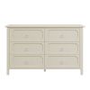 Milky White Rubber Wooden Dresser Six Large Drawers Silver Metal Handles for Living Room Guest Room Bedroom