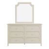Milky White Rubber Wooden Dresser Six Large Drawers Silver Metal Handles for Living Room Guest Room Bedroom