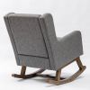 Best Choice Products Rocking Accent Chair, Tufted Upholstered Linen Wingback for Nursery, Living Room, Bedroom w/Wood Frame -Dark Gray