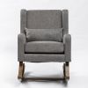 Best Choice Products Rocking Accent Chair, Tufted Upholstered Linen Wingback for Nursery, Living Room, Bedroom w/Wood Frame -Dark Gray