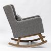 Best Choice Products Rocking Accent Chair, Tufted Upholstered Linen Wingback for Nursery, Living Room, Bedroom w/Wood Frame -Dark Gray