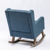 Best Choice Products Rocking Accent Chair, Tufted Upholstered Linen Wingback for Nursery, Living Room, Bedroom w/Wood Frame -Navy Blue