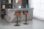 COOLMORE Swivel Bar Stools Set of 2 Adjustable Counter Height Chairs with Footrest for Kitchen, Dining Room 2PC/SET