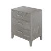 Modern Concise Style Gray Wood Grain Three-Drawer Nightstand with Tapered Legs and Smooth Gliding Drawers