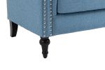 Mid-Century Modern Accent Chair; Linen Armchair w/Tufted Back/Wood Legs; Upholstered Lounge Arm Chair Single Sofa for Living Room Bedroom; Light Blue