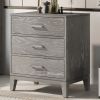 Modern Concise Style Gray Wood Grain Three-Drawer Nightstand with Tapered Legs and Smooth Gliding Drawers