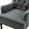 Dryades Armchair with Rubberwood Legs and Nailhead Trim
