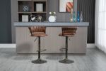 COOLMORE Swivel Bar Stools Set of 2 Adjustable Counter Height Chairs with Footrest for Kitchen, Dining Room 2PC/SET