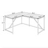 L Shaped Home Office Computer Desk with Modern Style and MDF Board; Easy to Assemble{Walnut}