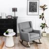 Best Choice Products Rocking Accent Chair, Tufted Upholstered Linen Wingback for Nursery, Living Room, Bedroom w/Wood Frame -Dark Gray