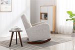 High Back Rocking Chair Nursery Chair .Comfortable Rocker Fabric Padded Seat .Modern High Back Armchair