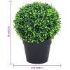Artificial Boxwood Plants 2 pcs with Pots Ball Shaped Green 12.6"