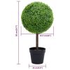 Artificial Boxwood Plant with Pot Ball Shaped Green 19.7"